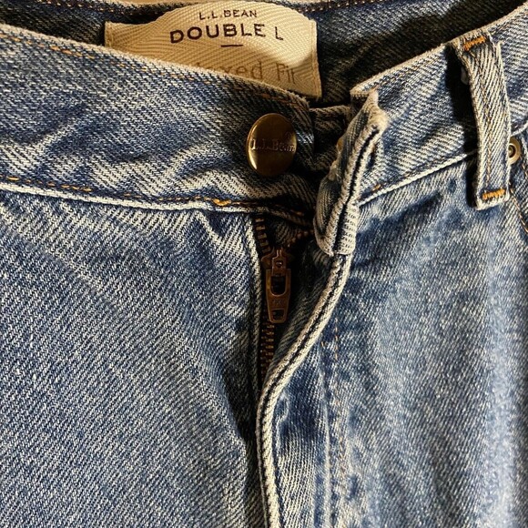 Vintage LL Bean Flannel Lined Relaxed Fit Double‎ L Jeans Size 16 Y2K Baggy Mom - Picture 8 of 10